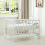 Baby Cot Crib with Water Repellent Mattress & Wheeled Drawer & Safety Wooden Barrier