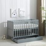 MCC Direct Wooden Baby Cot Bed & Drawer & Aloe Vera Mattress (Orlando Drawer