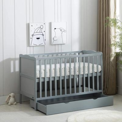 MCC Direct Wooden Baby Cot Bed & Drawer & Aloe Vera Mattress (Orlando Drawer