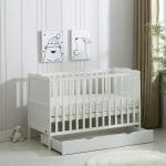 MCC Direct Wooden Baby Cot Bed & Drawer & Aloe Vera Mattress (Orlando Drawer