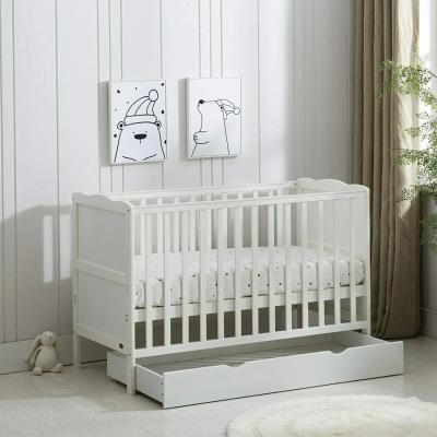 MCC Direct Wooden Baby Cot Bed & Drawer & Aloe Vera Mattress (Orlando Drawer