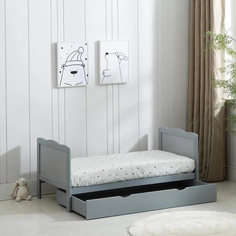 MCC Direct Wooden Baby Cot Bed & Drawer & Aloe Vera Mattress (Orlando Drawer