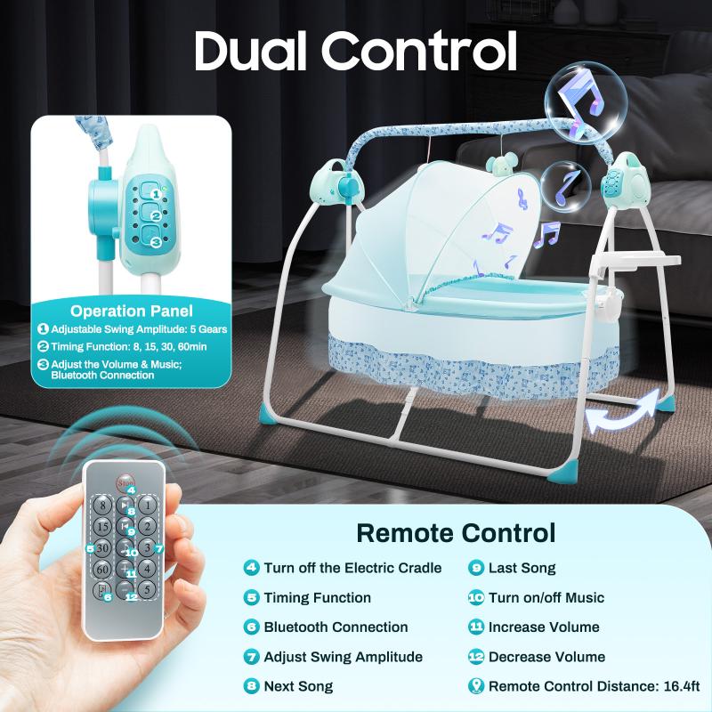 Electric Baby Crib Cradle With Auditory Remote Control