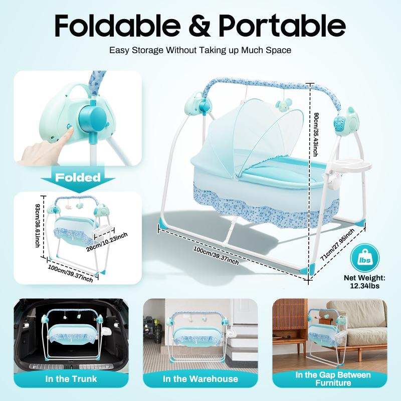 Electric Baby Crib Cradle With Auditory Remote Control