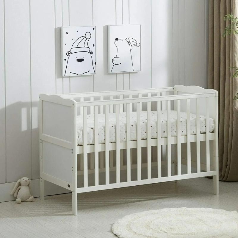 MCC Direct Wooden Baby Cot Bed & Drawer & Aloe Vera Mattress (Orlando Drawer