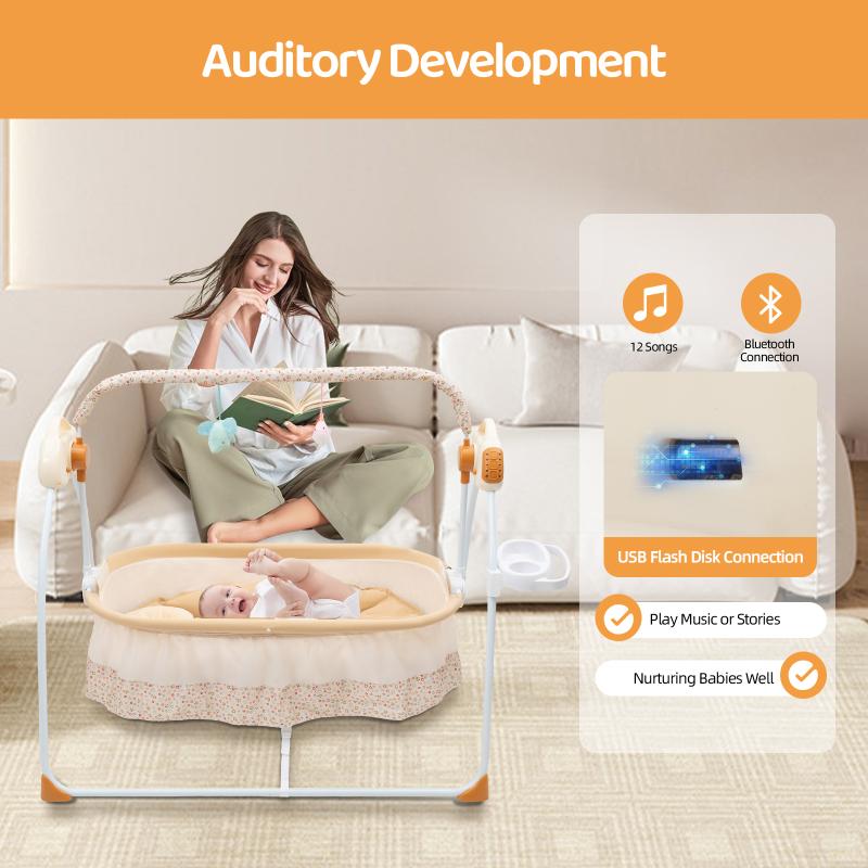 Electric Baby Crib Cradle With Auditory Remote Control