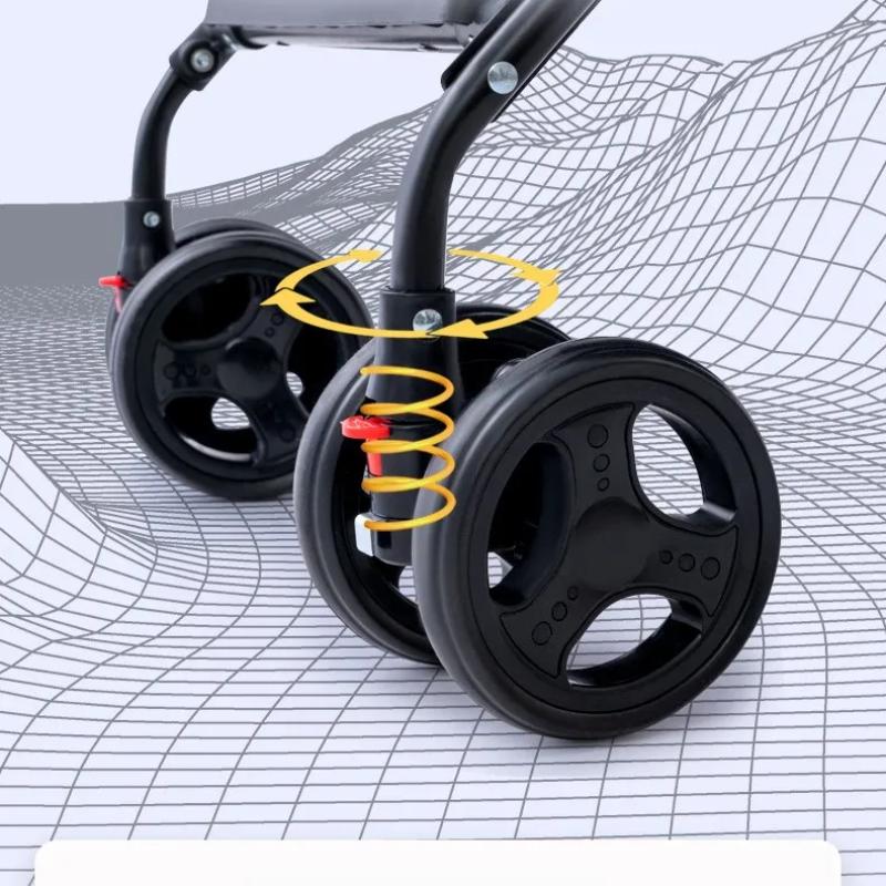 Folding Stroller with Bottom Frame & Cup Holder & Umbrella Canopy Cover