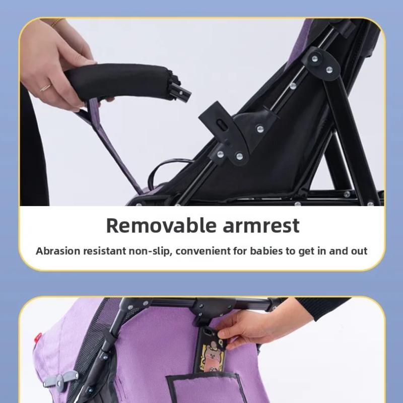 Folding Stroller with Bottom Frame & Cup Holder & Umbrella Canopy Cover