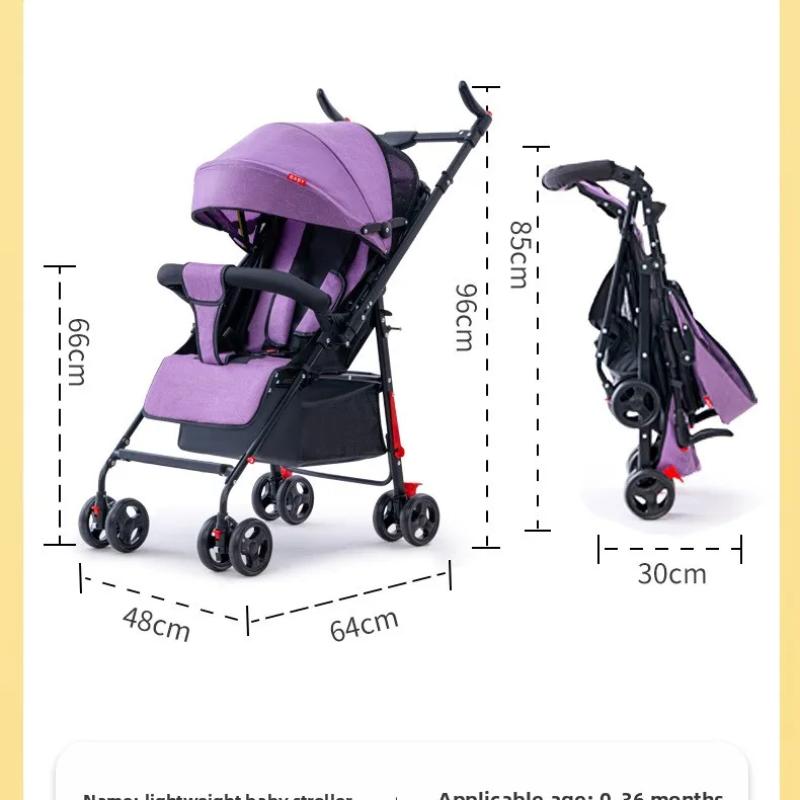 Folding Stroller with Bottom Frame & Cup Holder & Umbrella Canopy Cover