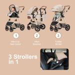 3 in 1 Prams Travel System, Pushchair with Height Adjustable Handle
