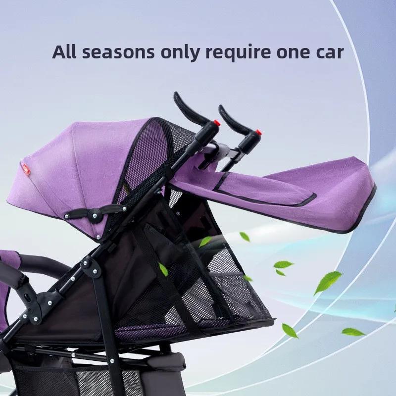 Folding Stroller with Bottom Frame & Cup Holder & Umbrella Canopy Cover