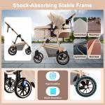 3 in 1 Prams Travel System, Pushchair with Height Adjustable Handle