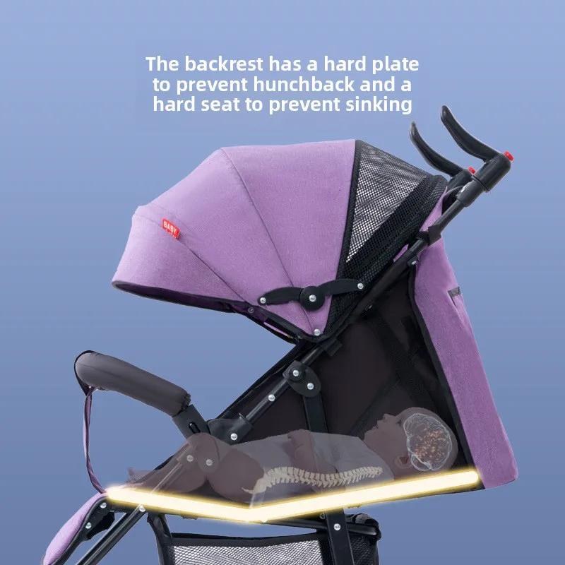 Folding Stroller with Bottom Frame & Cup Holder & Umbrella Canopy Cover