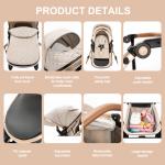 3 in 1 Prams Travel System, Pushchair with Height Adjustable Handle