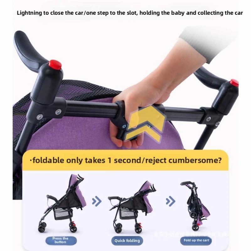 Folding Stroller with Bottom Frame & Cup Holder & Umbrella Canopy Cover