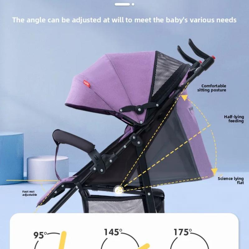 Folding Stroller with Bottom Frame & Cup Holder & Umbrella Canopy Cover